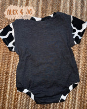 Load image into Gallery viewer, RTS Tee Romper Upcycle - Size 18/24m with Snaps
