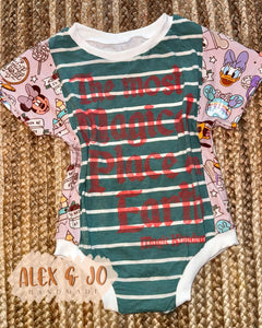 RTS Tee Romper Upcycle - Size 3T with Snaps