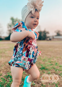 Grace Bubble Romper - short sleeve version w/ruffles(Nb-5/6) *Click to see print options*